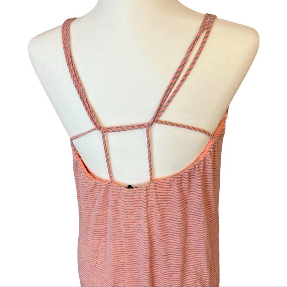 Dainty Hooligan | Coral & Grey Striped Mini Dress - Medium